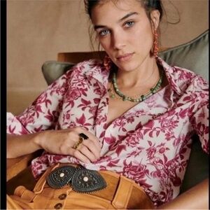 Sezane Pierro Shirt - Botanical Flowers, US 2/FR 34